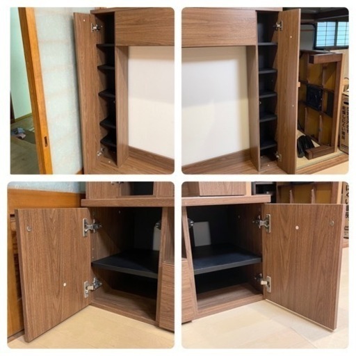 【超美品‼️】オシャレ♪ 180cm幅壁面テレビボード テレビ台 収納家具 60インチまで対応 木目調ダークブラウン♪