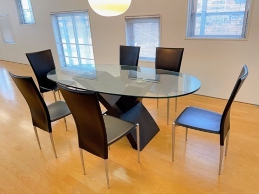 カリガリス 4人掛けガラスダイニングセット カリガリス Calligaris