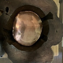 火鉢　レトロな切株　箸付き　中古の画像
