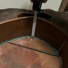 火鉢　レトロな切株　箸付き　中古の画像