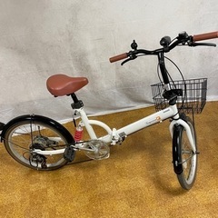 Topone 20インチ 折りたたみ自転車 6段変速ギア付き パールホワイトの画像