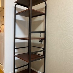 スライド棚付き収納棚(ブラウン)