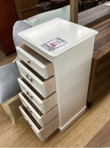 KE-36【新入荷　リサイクル品】東海家具　クラシカル5段チェスト　白