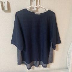 新品未使用　タグ付き　半袖ブラウス　LLサイズ　紺色