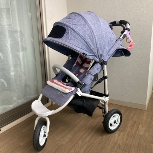 【美品】エアバギーココブレーキEX メランジデニム  AirBuggy COCO BRAKE EX 3輪ベビーカー