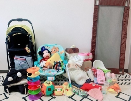 【豪華セット】赤ちゃん 子供用品 ベビーカー チャイルドシート バウンサー おもちゃ哺乳瓶など