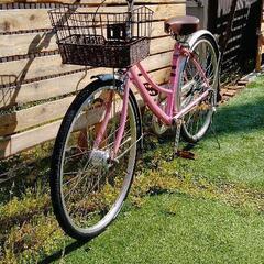 商談成立※ 女性用自転車 美品 シティサイクル カゴ有り ピンク色 26