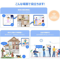 【未使用未開封】ワイヤレスチャイム 呼び鈴 介護 玄関チャイム 音と光で呼び出しチャイムセット led提示 4段階音量調節 58曲選択 led4つモード 防水防塵 300M無線範囲 ドアベル ドアチャイム 大音量 0dB~120dB調整可能 電池式 呼び鈴シール付き 受信機2個 送信機1個の画像