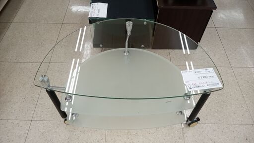 ★ジモティ割あり★  ガラステーブル クリア H46×D80×W51 クリーニング済み TJ753