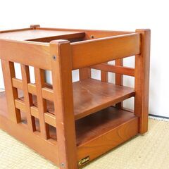 ≪J870ジ≫HIKARI/光家具 棚 ワゴン 花台 木製/キャスター付き 収納家具/収納道具 飾り棚 中板高さ調整可能 工芸 インテリア/家具の画像