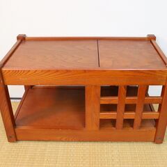 ≪J870ジ≫HIKARI/光家具 棚 ワゴン 花台 木製/キャスター付き 収納家具/収納道具 飾り棚 中板高さ調整可能 工芸 インテリア/家具の画像