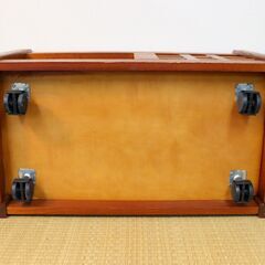 ≪J870ジ≫HIKARI/光家具 棚 ワゴン 花台 木製/キャスター付き 収納家具/収納道具 飾り棚 中板高さ調整可能 工芸 インテリア/家具の画像