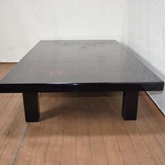 ≪zyw987≫ 光峰 作 輪島塗 座卓/ローテーブル 竹 在銘/銘有 黒漆/蒔絵/金彩 机/テーブル 家具/インテリア 漆芸/漆塗 50428-06の画像