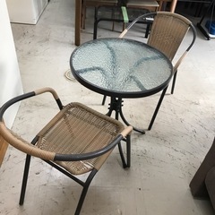 K2305-426 ラタン調ガーデンテーブルチェアセット 傷、汚...