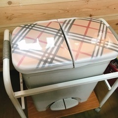 チェック柄カスタムペイントゴミ箱