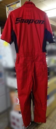 snap-on つなぎ 半袖 Mサイズ レッド×ブラック 赤黒 作業着 スナップ
