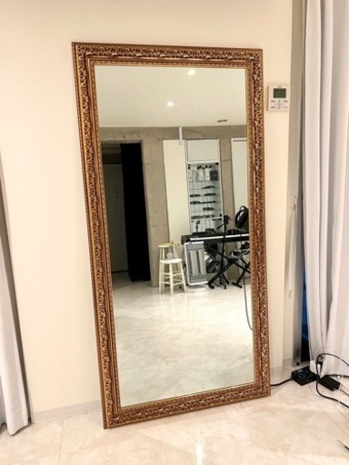 美品アンティーク調 特大ミラー 全身鏡