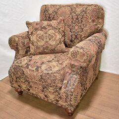 【ジモ取引終了1/28】≪yw664≫ COMPLEX UNIVERSAL FURNITURE/コンプレックスユニバーサルファニチャー シングルソファ アンティーク調 クッション付き 50413-05