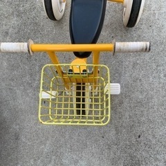 （引き渡し決定）無印　舵取り棒付き三輪車　イエローの画像