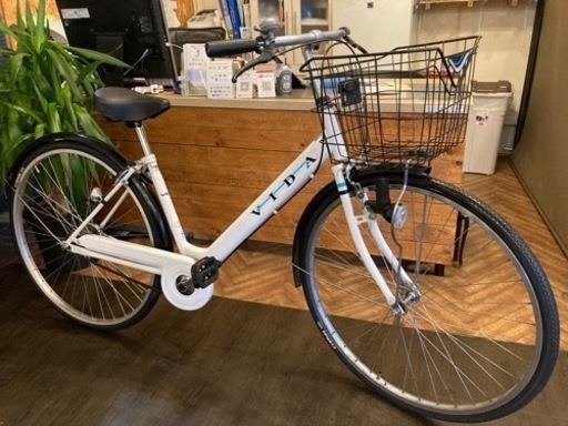 【前後タイヤ新品！】LEDダイナモ　27インチ自転車　ホワイト