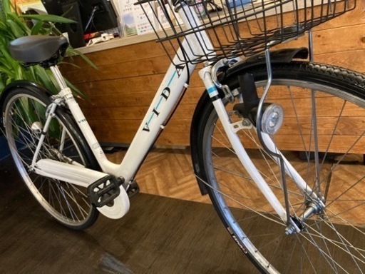 【前後タイヤ新品！】LEDダイナモ　27インチ自転車　ホワイト