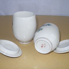 九谷焼　蓋付き　夫婦湯飲み　昭和レトロの画像