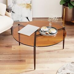 ローテーブル ガラス センターテーブル 丸 ガラステーブル 幅