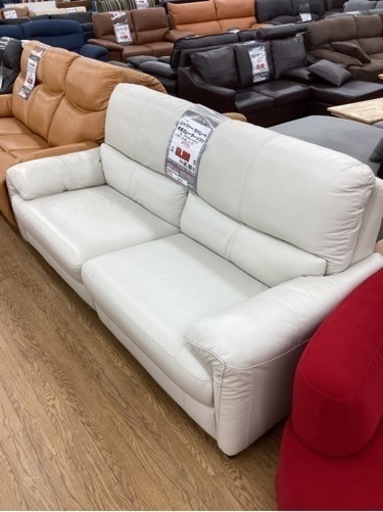 KE-46【新入荷　リサイクル品】ニトリ　ジャファー　セパレート　本革3シーターソファ　白