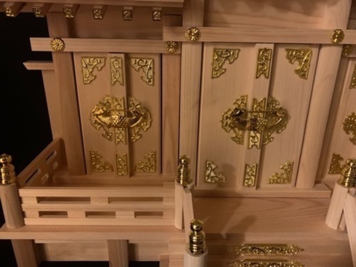 【良品】神棚 お宮 三社造り 屋根違い 国産檜