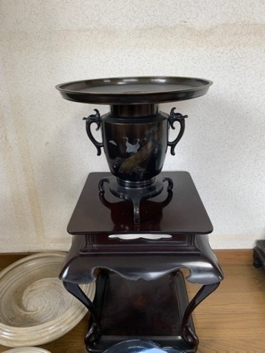 レトロ　差し上げます　花瓶　花瓶台　生け花皿
