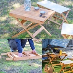 カインズ 木製折りたたみ アウトドアキャンプテーブルの画像