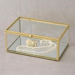 新品 フタ付き真鍮ガラスケース アクセサリーケース 韓国インテリア