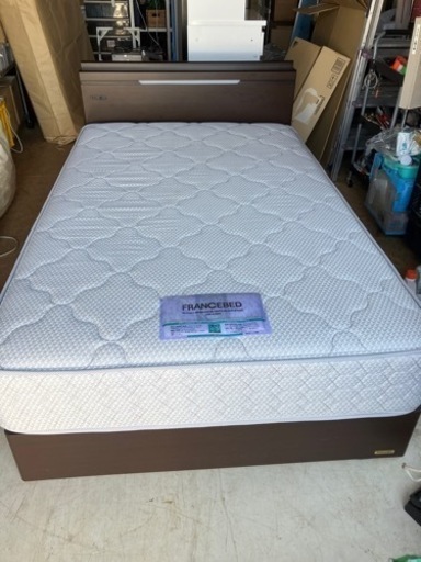 （取引決定）市内配送組立無料！  フランスベッド セミダブル 引出し収納付きフレームとマットレスセット Nラムサール SDサイズ