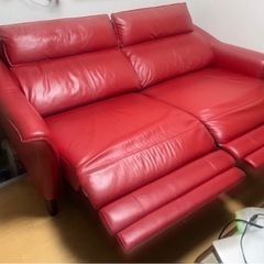 美品 nitori 三人用両電動本革ソファ
