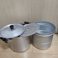 アルミ鍋 パスタ鍋 蒸し器 中古の画像