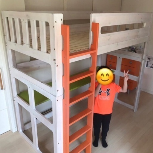 【最終】ロフトベッド☆2.025×1.125×1.860☆組立説明書あり