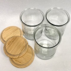 IKEA ふた付き容器　ガラス/竹　2個セットの画像