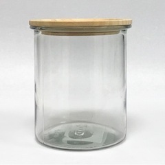 IKEA ふた付き容器　ガラス/竹　2個セットの画像
