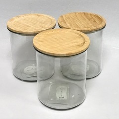 IKEA ふた付き容器　ガラス/竹　2個セット