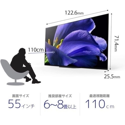 ソニー 55V型 4K 有機EL テレビ KJ-55A9G テレビスタンド付き