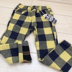 新品　fo.kids チェックパンツ　折り返し色違いの画像
