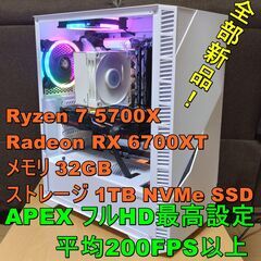 白くてオシャレな高性能ゲーミングPC　Ryzen7 5700X＆6700XT