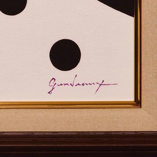 ○【雪のドット＆白富士】○がんどうあつし肉筆絵画アクリルF4