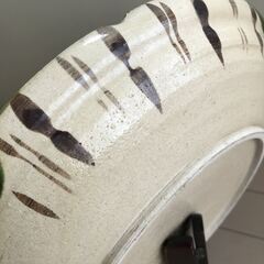 塩草窯 織部焼　盛皿　飾皿　大皿　木製盾 径36ｃｍの画像