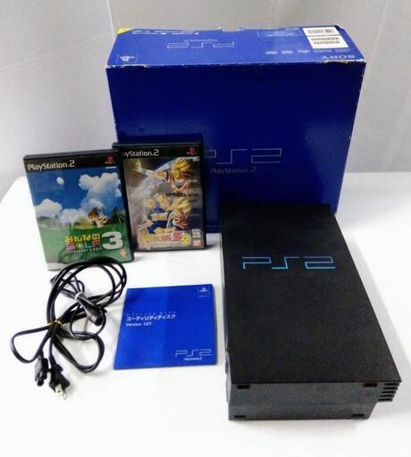 SONY PS2（PlayStation2）☆★値下げしました★☆\n箱付きです\n\nソフト２本『みんなのGOLF３』『ドラゴンボールZ２』はおまけです\n、\n通電・動作確認済の品・コントローラーとコードもありました！！