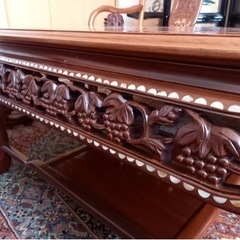 ◯唐木　螺鈿テーブル&チェア　応接6点セットの画像