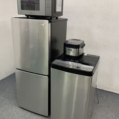 直取直配限定 2021年製！アーバンカフェ ステンレスブラック 冷蔵庫/洗濯機/電子レンジ/炊飯器 家電4点セット 中古 店頭引取歓迎 R7145)