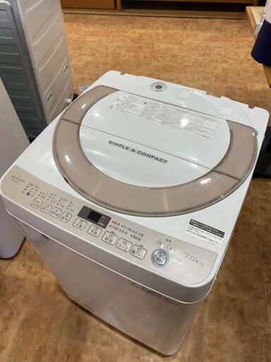【愛品館市原店】SHARP 2018年製 7.0Kg洗濯機 ES-KS70T 【愛市I4S031451-104】