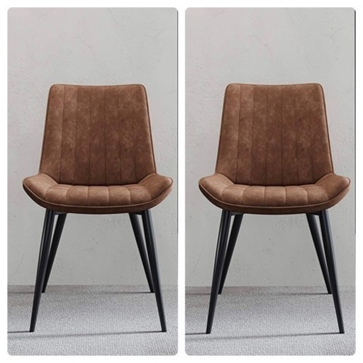 【超美品‼️】定価43,238円♪ WHOJA スエード調 ダイニングチェア2脚セット 合成皮革ブラウン♪