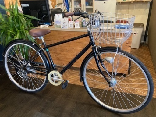 【前後タイヤ・後輪チューブ新品！】LEDオートライト　6段変速　27インチ自転車　ブラック